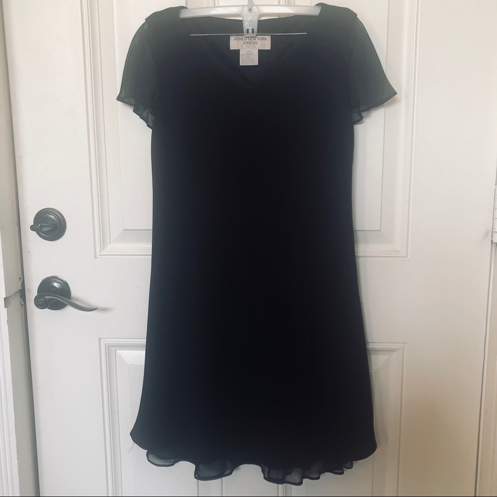 Jones New York Black Petite Chiffon Dress Size 6